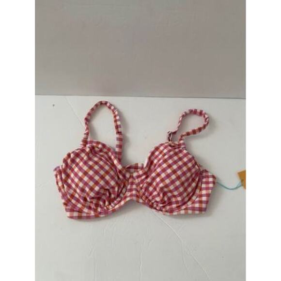 Shade & Shore Other - NWT Bikini Gingham Pink Underwire Top Kona Sol Women's M